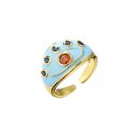 Resizable Dripping Oil Ring Micro Enamel Zircon Evil Eye Ring for sale