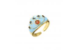 China Resizable Dripping Oil Ring Micro Enamel Zircon Evil Eye Ring supplier