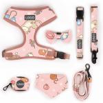 Polyester Leopard Print Pet Harness Sets Logo Adjustable Collar Leash Mesh Dog Harness