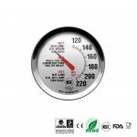 Silver 2.4 Dial Bimetal NSF Oven Safe Meat Thermometer