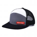 7 Panel Flat Bill Rubber Patch Logo Polyester Mesh Snapback Cap Mixed Color Structured for sale