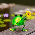 OEM / ODM Metal Garden Frog Ornaments Animals Rustproof Artistic for sale