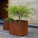 Customized Rusty Red Corten Steel Pot with Lightweight Design and Drainage Hole for sale
