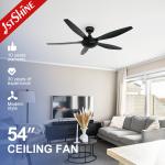54 Inches 1stshine Black Plastic Ceiling Fan with Remote Control and Air Cooling Fan for sale