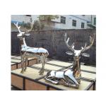 Life Size Garden Animal Sculpture Polished Stainless Steel Deer Statue for sale