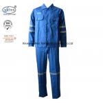 Cotton Blue Fireproof Boiler Suit With Reflective Trim Anti Static 240gsm for sale