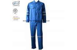 China Cotton Blue Fireproof Boiler Suit With Reflective Trim Anti Static 240gsm supplier