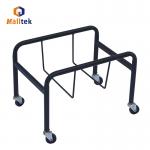 Four-wheel 2 Caster Stacking Shopping Basket Holder In Black Or Silver for sale