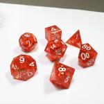Pixel Pomegranate Red Crystal Resin Boarding Dice Set  dnd dice
