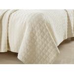 Square Embroidered Solid Dune Quilt Set , 100% Cotton 3Pcs White Quilt Set