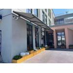 Outdoor Sunshade Motorized Lightweight Retractable Awning With LED Lights Garden Canopy