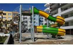 China 3 Meters High Open Body Slide, Green And Yellow Swimming Pool Slide supplier