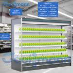 Drink Display Multideck Open Chiller With Night Curtain Showcase Refrigerator for sale