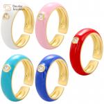 Simple Zircon Chunky Dripping Oil Rings Adjustable Summer Jewelry for sale