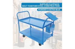 China Customized 1200LB 2 Tier Trolley Metal Utility Cart With Double Handle supplier