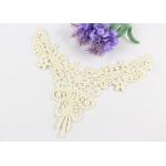 Water Soluble Cotton Lace Neck Applique , Flower Lace Bridal Neckline Applique for sale