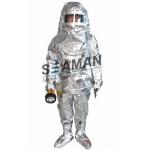 Marine Fire Fighting Equipment / Aluminum Foil Composite Fabric Heat Insulation Fireman Protective Suit for sale