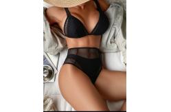 China Vacation Halter Style Flattering Bathing Suits Striped Pattern supplier