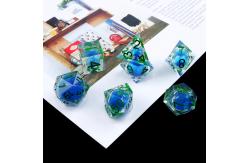 China Transparent blue liquid natural resin desktop game dice set dnd dice supplier