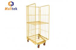 China Collapsible Wire Mesh Zinc Coated Roller Cage Trolley With Wheels supplier