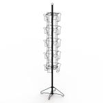 Wire Base Spinner Pockets Rotatable Black Metal Book Display Stand for sale