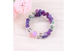 China 8MM Handmad DIY Weathered Agate Crystal Round Bead Adjustable Double Layer Bangle supplier