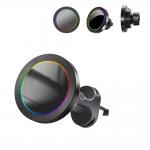 Aluminium Alloy Texture RGB Light Effect Wireless Car Phone Holder With Fast Charging And Adjustable Lights For Automotive for sale