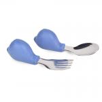 Durable Blue Silicone Fork And Spoon Cold Resistant Non Toxic for sale
