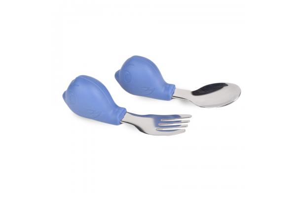 Durable Blue Silicone Fork And Spoon Cold Resistant Non Toxic