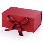 Rectangle Magnetic Folding Gift Box Rigid Paper Packaging Box With Ribbon