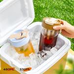 11oz / 330ml Plastic Reusable Cold Iced Coffee Cup With Lids And Straws