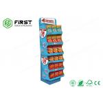 Customized Corrugated B Flute Foldable Floor Carton Cardboard Display Stand For Snacks for sale