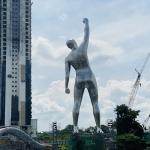 55.5M High Customized Perforated Metal Sculpture , Contemporary Steel Sculpture for sale