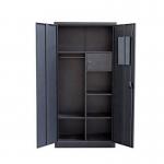 Bedroom Vertical Double Door 180cm Metal Wardrobe Locker With Safe Box for sale