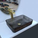 Glass Rectangular Vessel Sinks Black Deep Bathroom Transparent Crystal