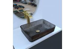 China Glass Rectangular Vessel Sinks Black Deep Bathroom Transparent Crystal supplier