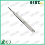 High Temperature Resistance Fine Point Tweezers , ESD Hand Tools Silver Color for sale