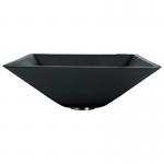 142mm Acid Matt Black Basin Square Funnel Shape Tempered Bathroom