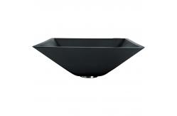 China 142mm Acid Matt Black Basin Square Funnel Shape Tempered Bathroom supplier