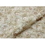 Romantic Champagne Rosette Sequin Lace Fabric , Nylon Bridal Mesh Fabric for sale