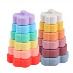 Morandi Flower Baby Silicone Toys Eco Silicone Stacking Tower for sale