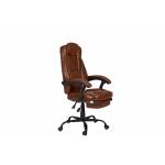 PU Brown Leather Reclining Office Chair With Footrest Retractable Reducing Tension for sale