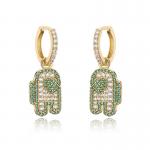 24k Gold Plated Planet Drop Earrings 925 Sterling Silver Hoop Zircon Diamond Alien Pendant for sale