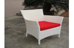 China Hand-Woven Poly Rattan Garden Dining Sets With White Cushion supplier