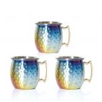 Hot Sell 65ml Moscow mule mug cocktail hammer rainbow-plated cup for sale