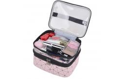 China Customized Double Layer Makeup Bag PVC Travel Cosmetic Cases Organizer Toiletry Bags supplier