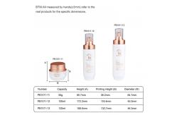 China 50g 100ml 120ml White Matte Glass Skincare Bottles With Rose Gold Pump Dispenser supplier