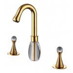 Deck Mounted Gold Widespread Bathroom Faucet 3 Hole 2 Handle Solid Brass for sale