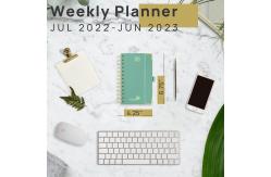 China Mint Green 2023 Hardcover Weekly Planner With Robust Medal Binding supplier