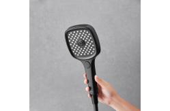 China Black Shower Faucet Set Bathroom Square Rain Shower Head With Handheld Spray supplier